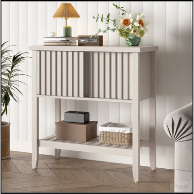 31.5" Entryway Console Table with Sliding Drawer Doors and Storage Shelf for Hallway, Living Room, or Office,Beige