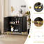 Armoire d'appoint 2 portes Tazmin, coffres décoratifs avec poignée et pieds dorés-758487744
