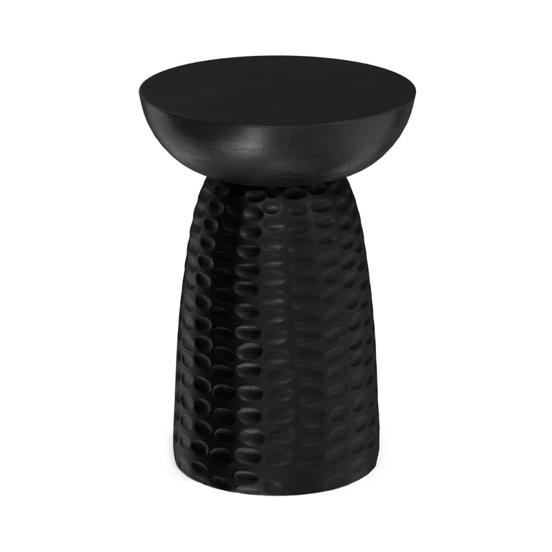 Solid Wood Top End Table, Black