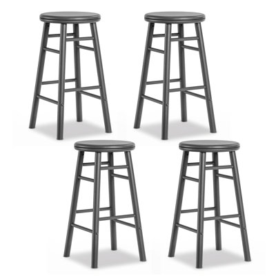 Ensemble de 4 tabourets de bar rotatifs 24 po avec dossier sans dossier, repose-pieds et barres transversales robustes gris