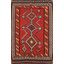 Tapis kilim en laine à tissage plat rouge 5 x 8