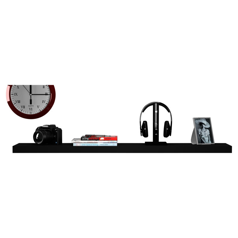 3 Piece Floating Shelf, 4cm H x 120cm W x 23.5cm D, Black
