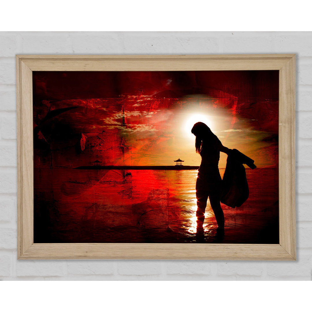 Red Sunset Ocean Walk - Einzelner Bilderrahmen Kunstdrucke