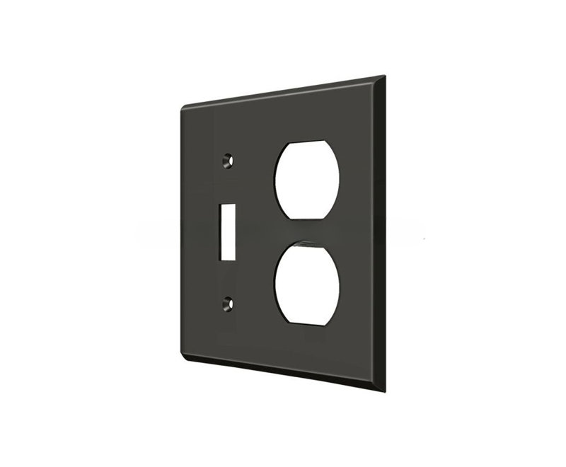 Deltana SWP4762U10B Switch Plate, Single Switch/Double Outlet in Oil-rubbed Bronze