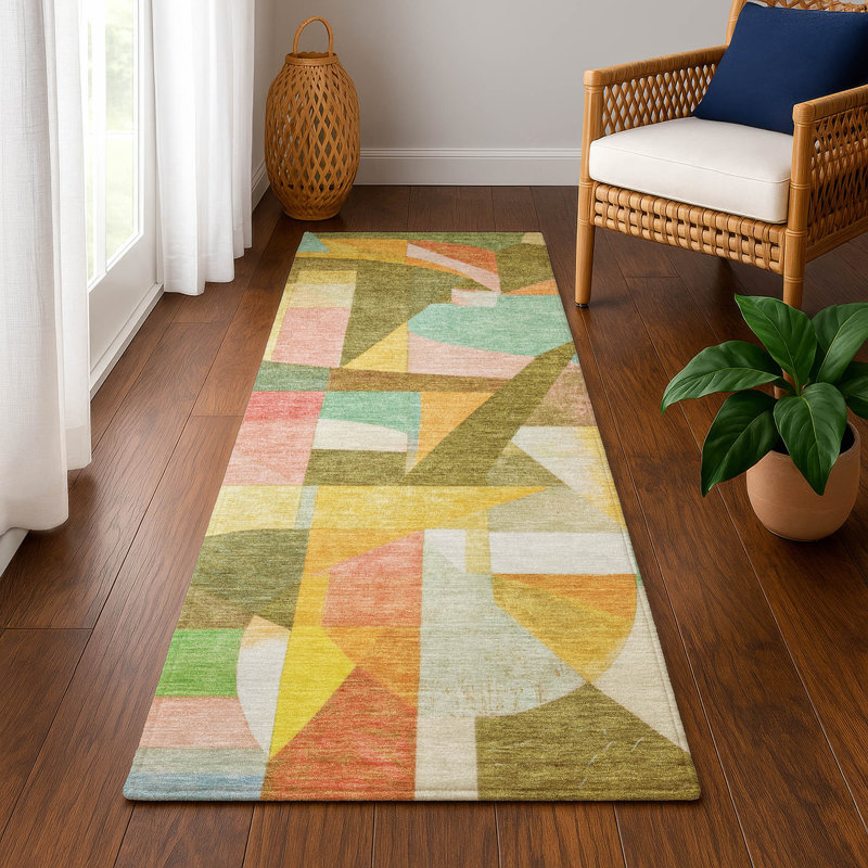 Premium Machine Washable Lubbers AMF1757 Abstract Rug, Runner 2'3" x 7'6"
