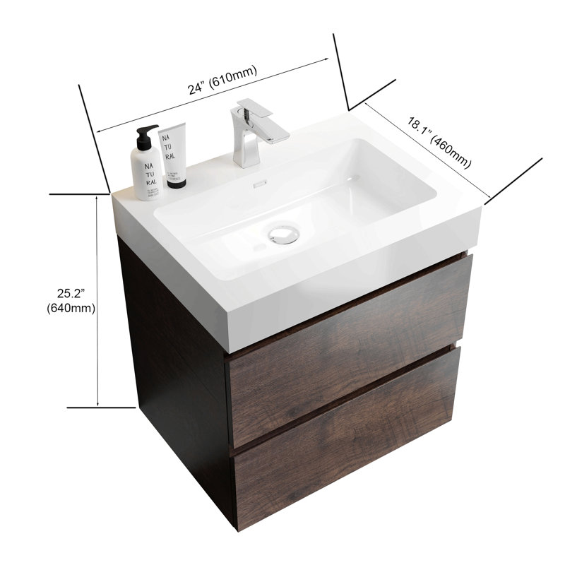 Meuble-lavabo de 30 po avec lavabo en céramique blanche, deux portes d'armoire avec poignée en métal, bois massif, sans les robinets, noir