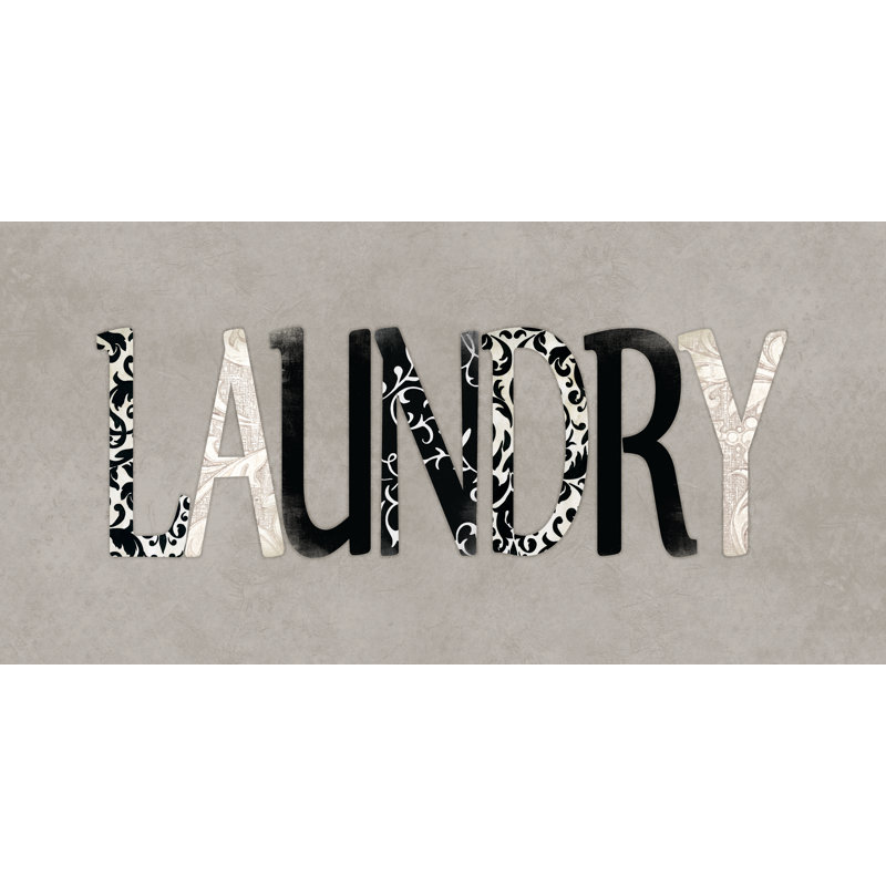 Laundry Pattern - Textual Art Print, 81 cm H x 122 cm W, Black Floater Framed