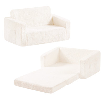 Kids Sofa, Extra Wide 2 In 1 Kids Fold Out Chair Convertible Sofa To Lounger