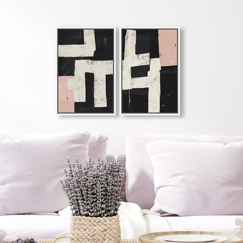 Placed Together Set Set by Oliver Gal, 11"H x 16"W, White Floater Frame