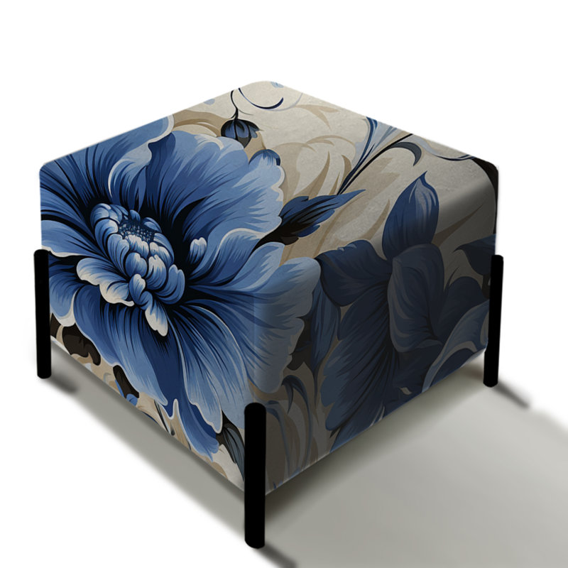 Repose-pieds carré en filigrane de style victorien bleu cobalt IV