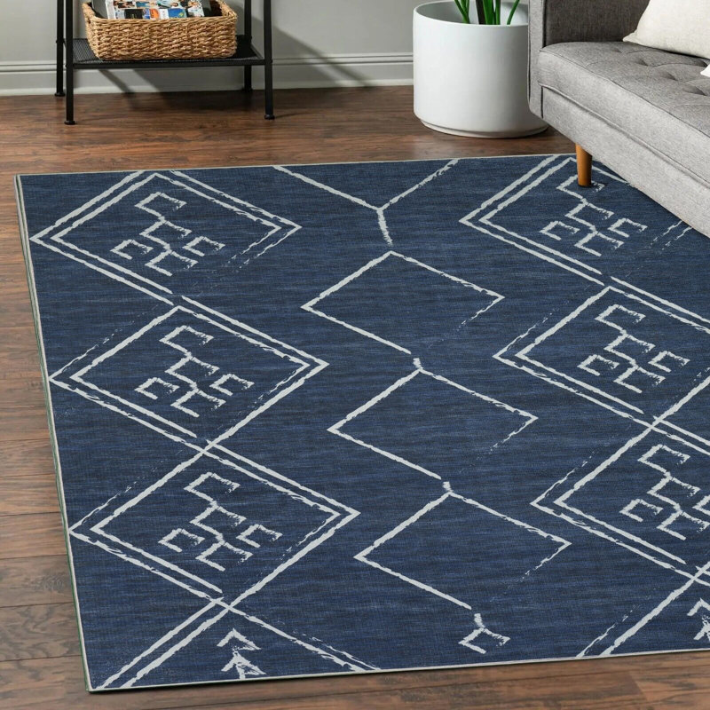 Gitlow Washable Geometric Indoor Rug, Rectangle 5'4'' x 8'