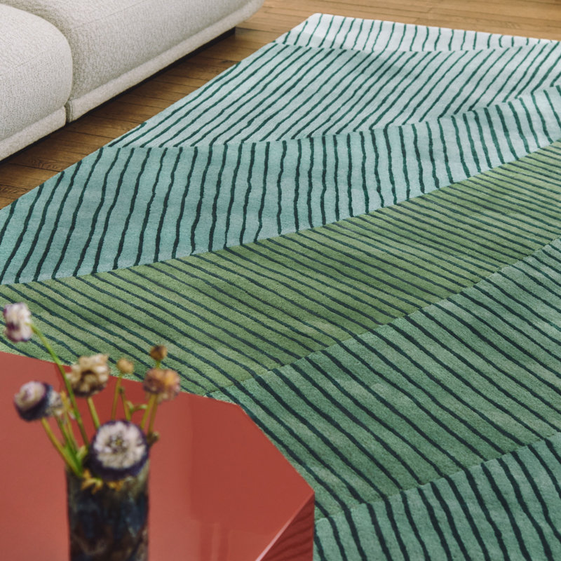 Ammonite Hand Tufted Wool Area Rug, Rectangle 6'7" x 9'10"