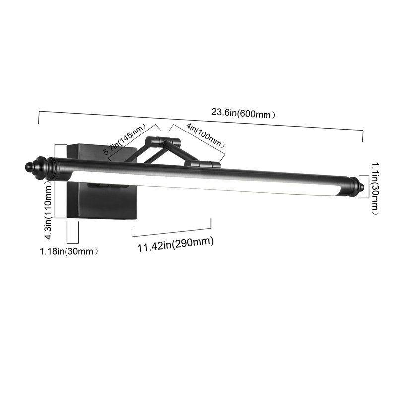 Lampe 24 "à DEL 1 lumière à intensité variable 12W 3000K / 4000K / 5000K réglable pour affichage, mur, œuvre d'art, galerie, paquet de 2