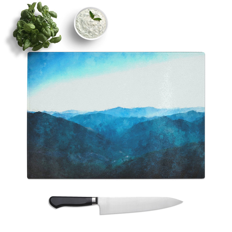 Tempered Glass Mountain Range in Salamanca Spain Chopping Board, 20 cm x 28.5 cm
