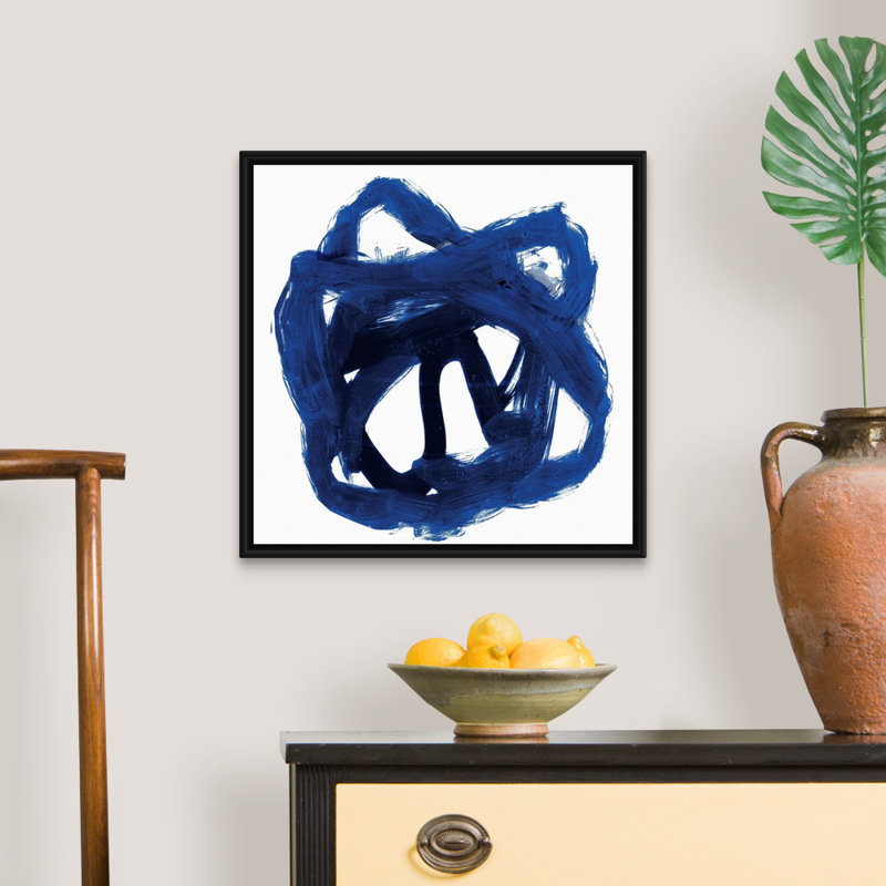"Eternal Indigo I" par PI studio, reproduction d’art sur toile, Toile avec cadre noir, H 22 po x l 22 po x P 1,75 po