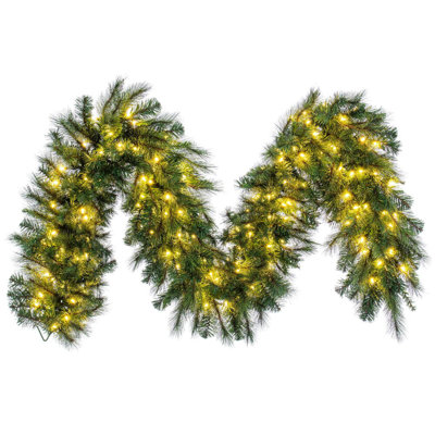 Vickerman 9' x 18" Brighton Pine Artificial Garland with 150 Warm White LED Mini Lights