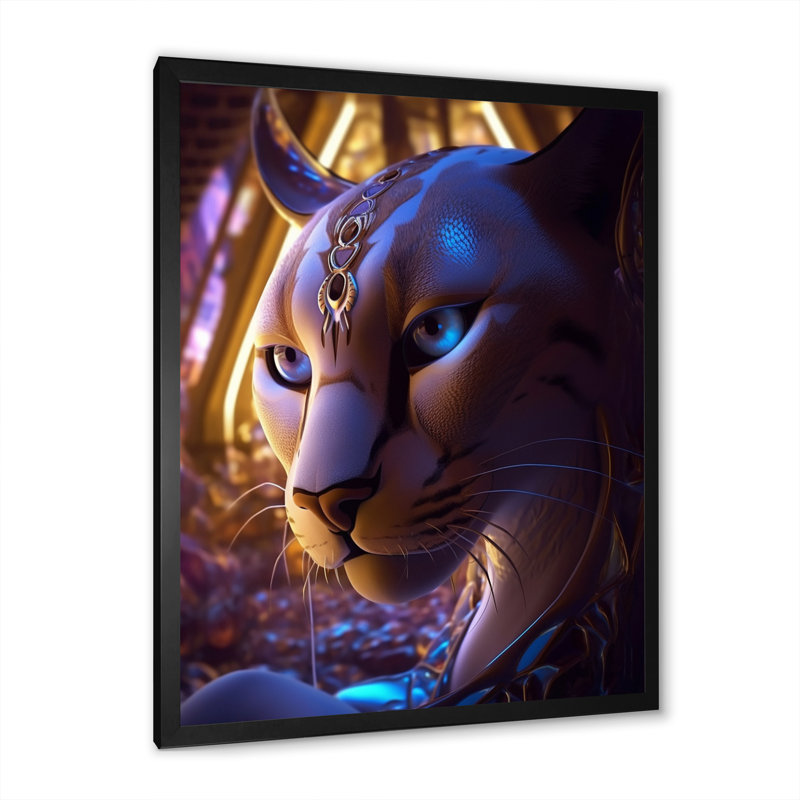 Galactic Space Cat - impression, Cadre simple noir, H 32 po x l 16 po x P 1 po