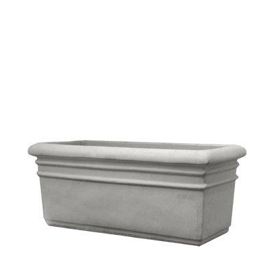 24 in. Rectangular Banded Planter - Natural Finish - Grey