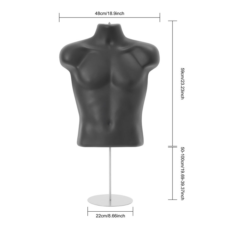 Ensemble de 4 présentoirs à mannequins mâles, Noir, noir, noir, noir