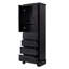 Armoire de rangement polyvalente avec 2 portes et 4 tiroirs, tablette réglable, panneau de fibres à densité moyenne, finition noire pour la salle de bain et le bureau