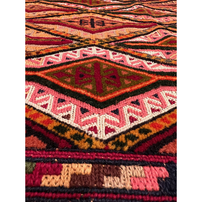 One-of-a-Kind Aljona Hand-Knotted New Age Wool Area Rug in Red/Yellow/White