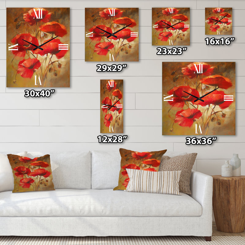 Horloge murale Blossoming Poppies IV, Petit