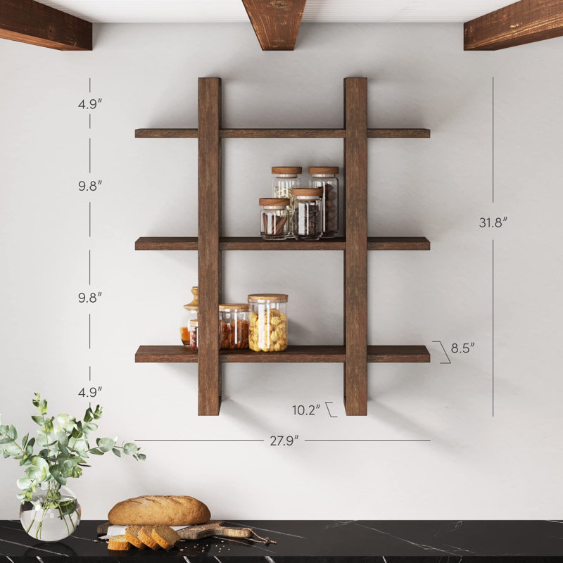 Ermonela 3 Piece Accent Shelf, Wire Brushed Dark Brown