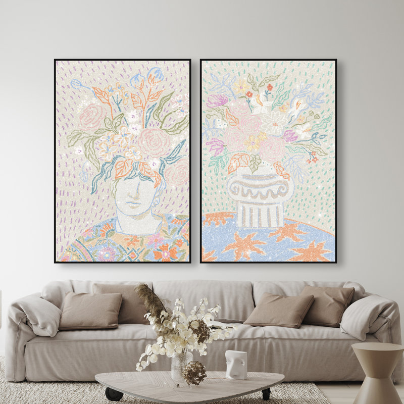 Summer Flourish Set Set by Oliver Gal, 32"H x 22"W, Black Floater Frame
