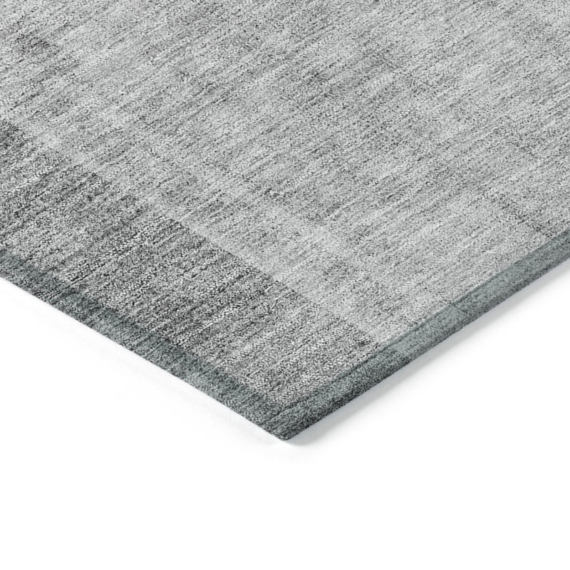 Tapis extérieur lavable à motif géométrique gris argenté et gris anthracite 3 pi x 5 pi