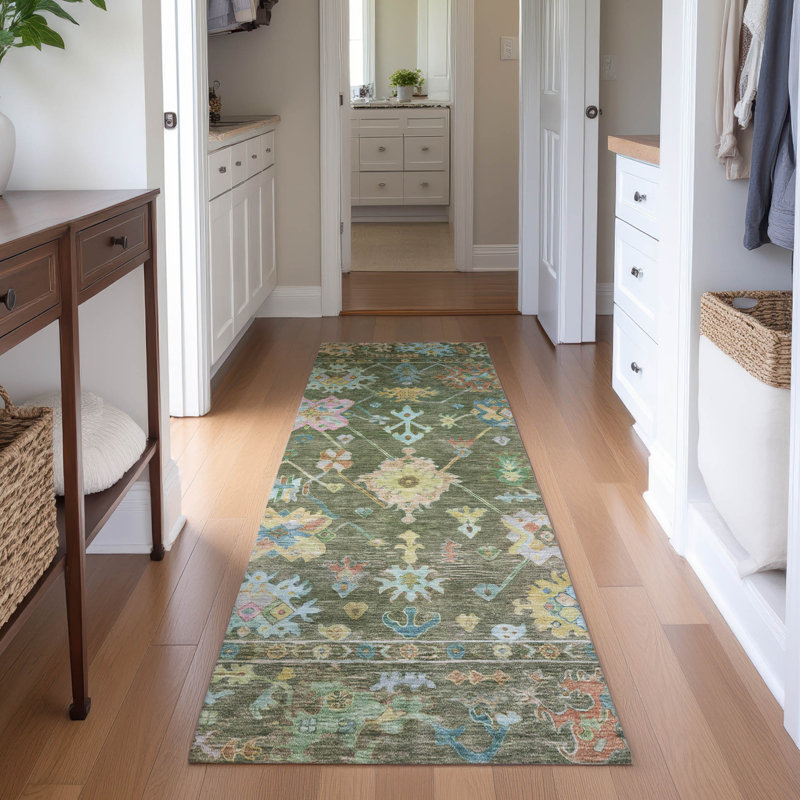 Tapis lavable à la machine de qualité supérieure Mayfield AMF2234, Fougère, Tapis de couloir 2 pi 3 po x 7 pi 6 po