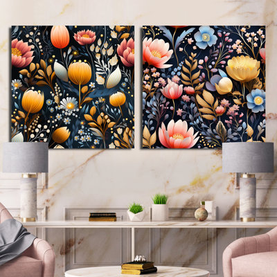 Guimauve - Abstract Botanicals Square Collage Set Of 2
