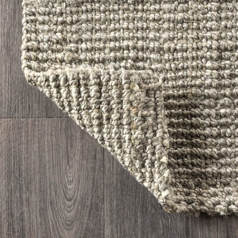 Pata Hand Woven Chunky Jute Gray Rug, Square 8'