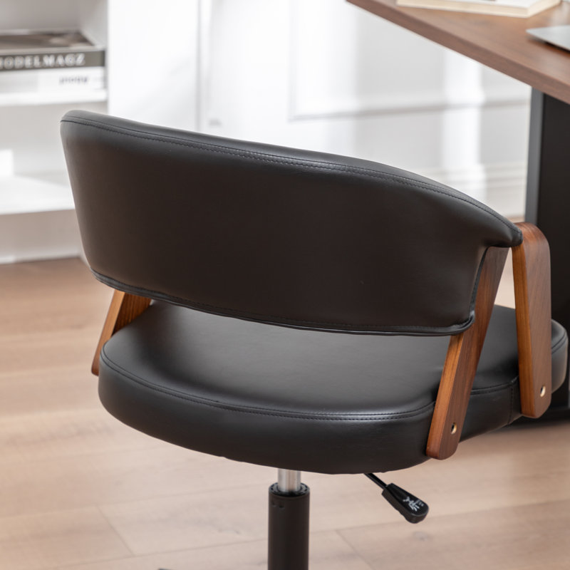 Bryonie Faux Leather Swivel Office Chair, Black