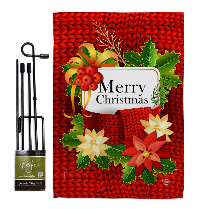 Ensemble de drapeaux de Noël en polyester 19 x 13 po