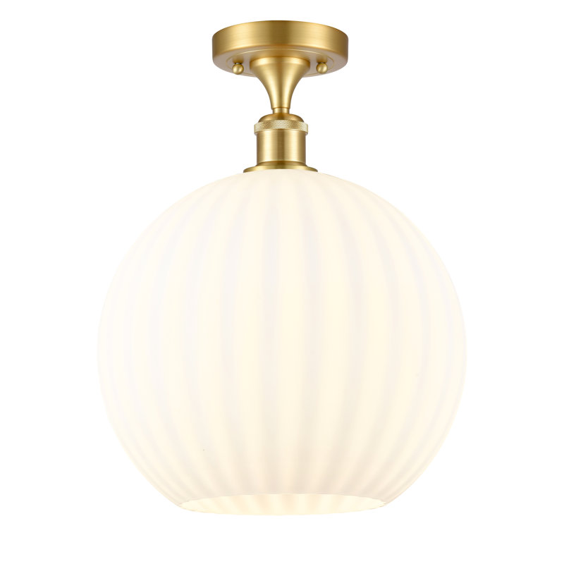 Plafonnier semi-encastré 1 lumière Ballston - Adriao, H 14,75 po x l 12 po x P 12 po, Or satiné