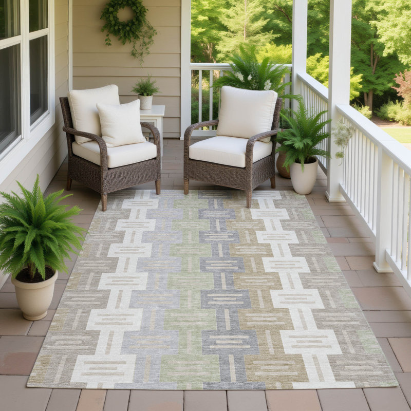 Machine Washable Indoor/Outdoor Chantille ACN2556 Mid-Century Modern Rug, Ivory, 2'6" x 3'10"