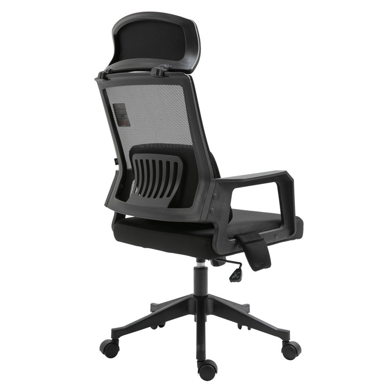 Biddick Polyester Blend Office Chair with Headrest, Black