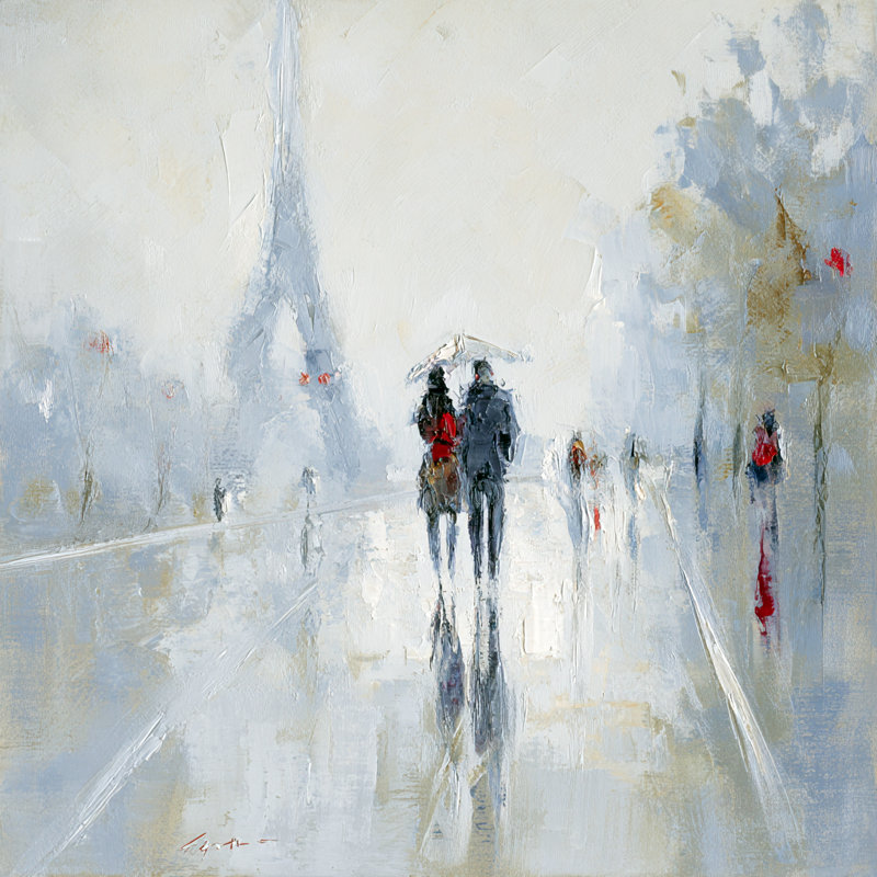 Art mural sur toile Paris Paris Rainy Promenade, l 40 po x H 40 po x P 1,5 po