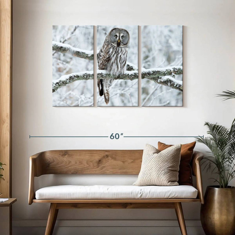 Great Grey Winter Owl, 28" H x 45" W