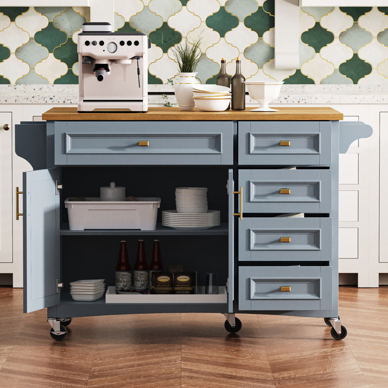 Îlot de cuisine 52 "avec abattant K&K, Bleu/gris