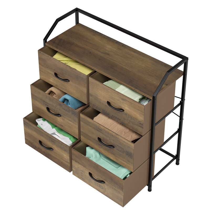 83.2cm W 6 - Drawer Chest of Drawers, Brown/Black