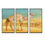 Camels in Desert - 3 pièces, reproduction sur cadre flottant sur toile-1502553399-1502553396