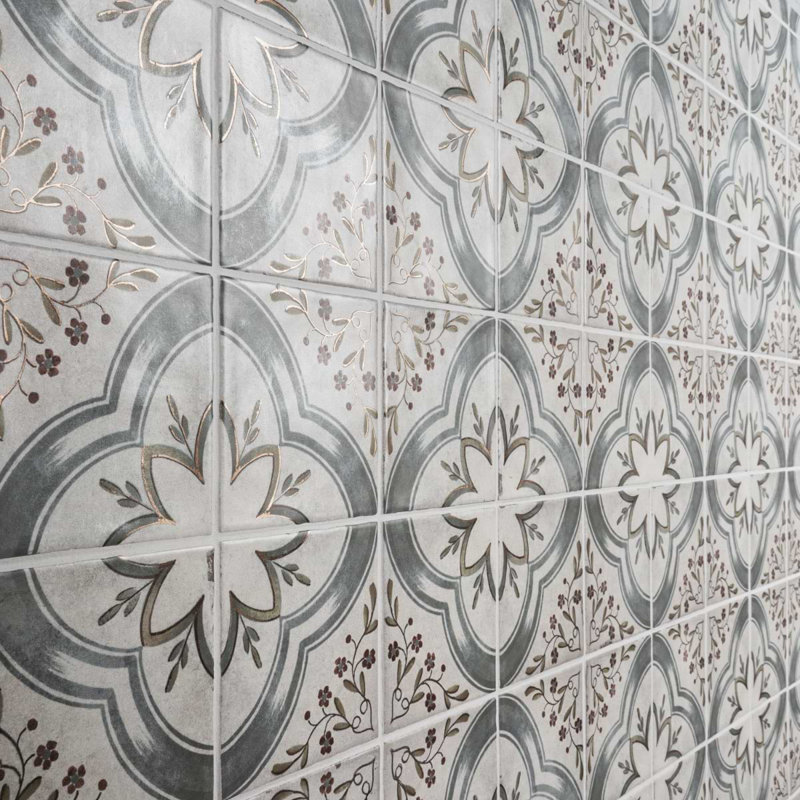 Paula Purroy Talia 5x5 Matte Ceramic Tile, Blossom Blue Gray