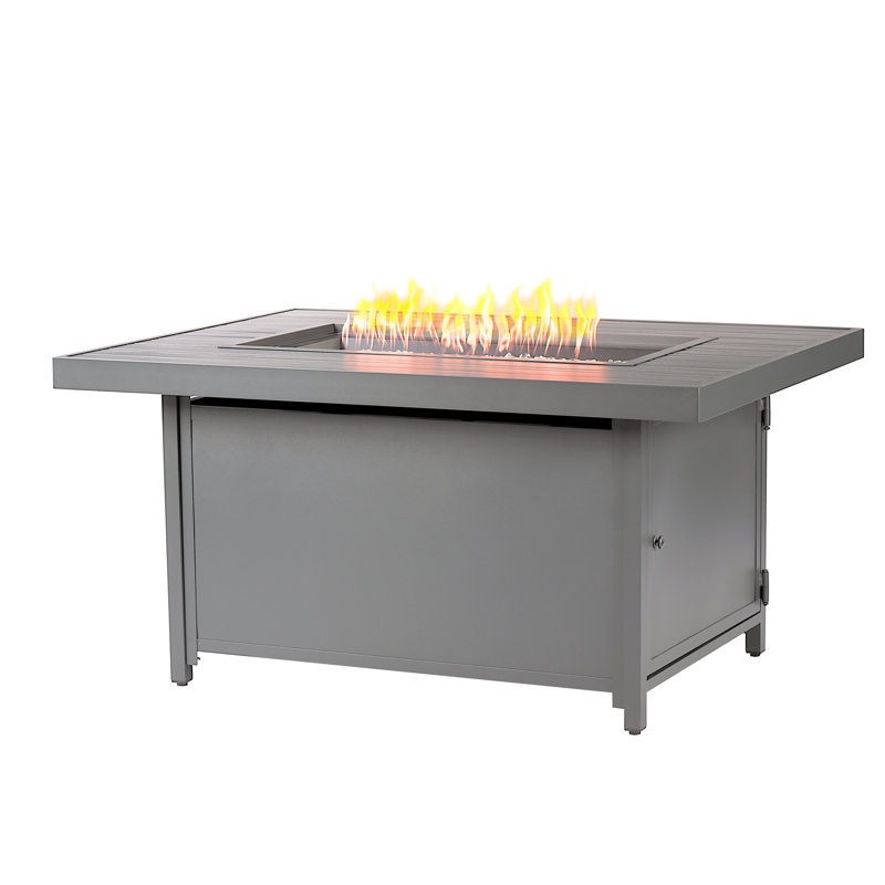 Carin Rectangle Aluminum Propane Smokeless Fire Pit Table with Hidden Fuel Tank, Gray