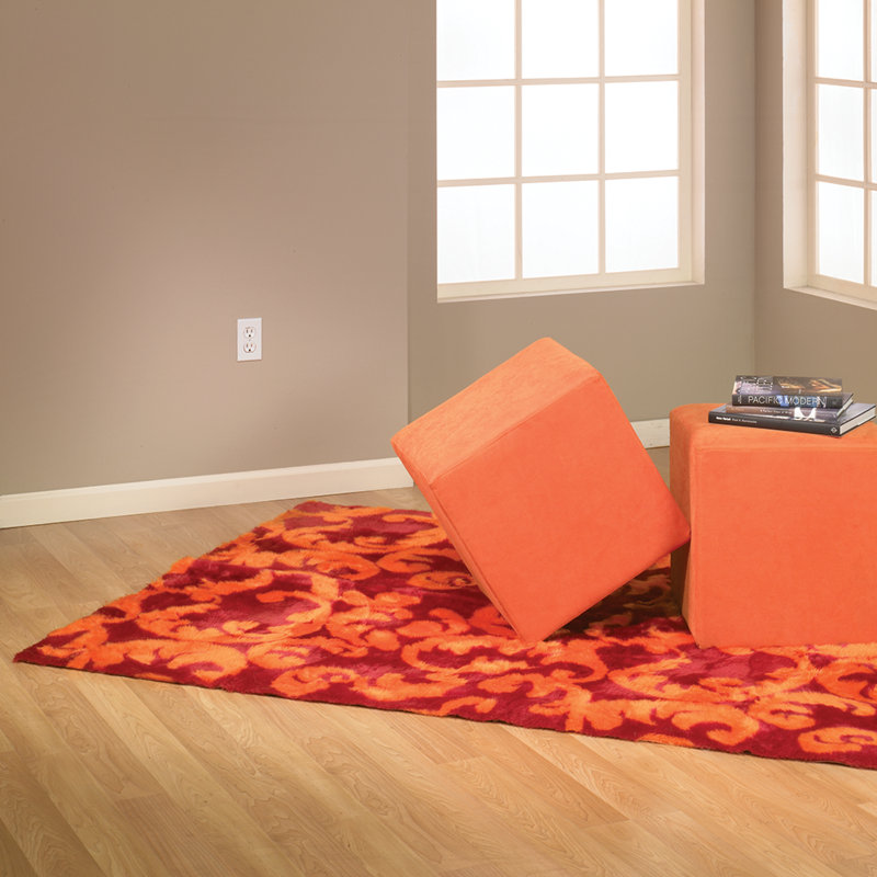 Contemporary Rectangle Washable Red/Orange Area Rug, 4'7" x 6'7"