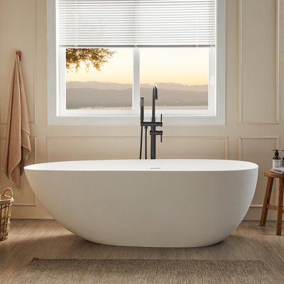 70.87'' x 33.46'' Freestanding Soaking Solid Surface Bathtub