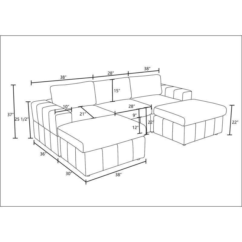 Ensemble de canapé modulaire 5 pièces Onyx