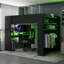 Lit superposé double en bois pleine grandeur avec bureau à hauteur réglable, garde-robe, rangement, lumières RVB, ports USB, lit mezzanine de jeu, vert