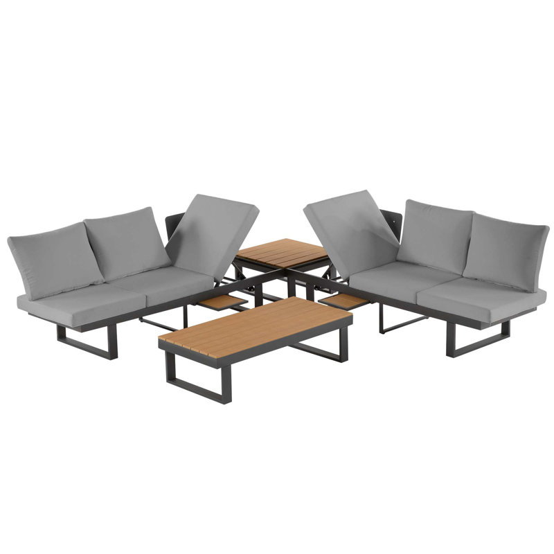 Ensemble de conversation modulaire pour patio avec sièges inclinables réglables, Gris