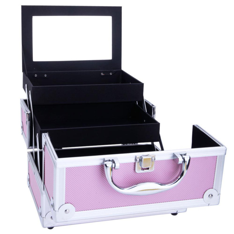 Boîte de rangement à bijoux avec étui à bijoux en aluminium Hackler, Rose